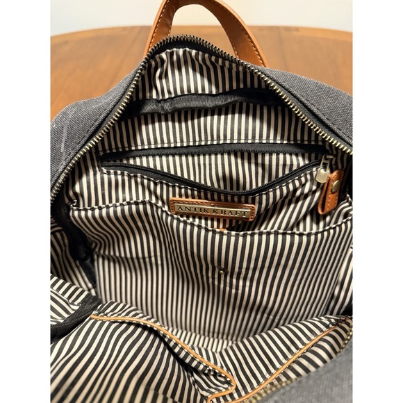 Antik Kraft Willa Canvas Backpack Purse Blue Gray Zippered Pockets Travel - Picture 7 of 9